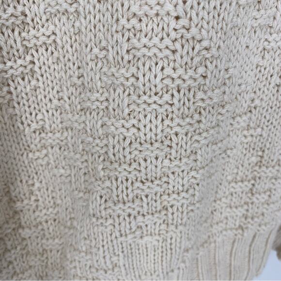 Woolrich Vintage Men Sweater Made In The USA Grandpa Basket Weave Stitch Cream L - Picture 3 of 6
